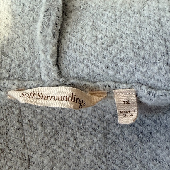 soft surroundings Plaid Hooded long gray Sweater Cardigan Women plus sz 1X Cozy - Picture 2 of 9